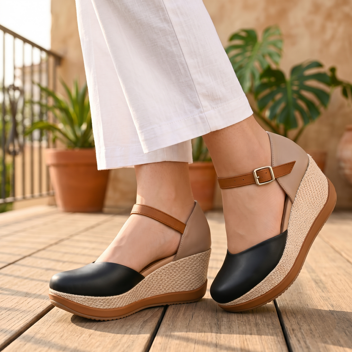 Zapatos de Plataforma con Tira de Hebilla — Modelo Tamara
