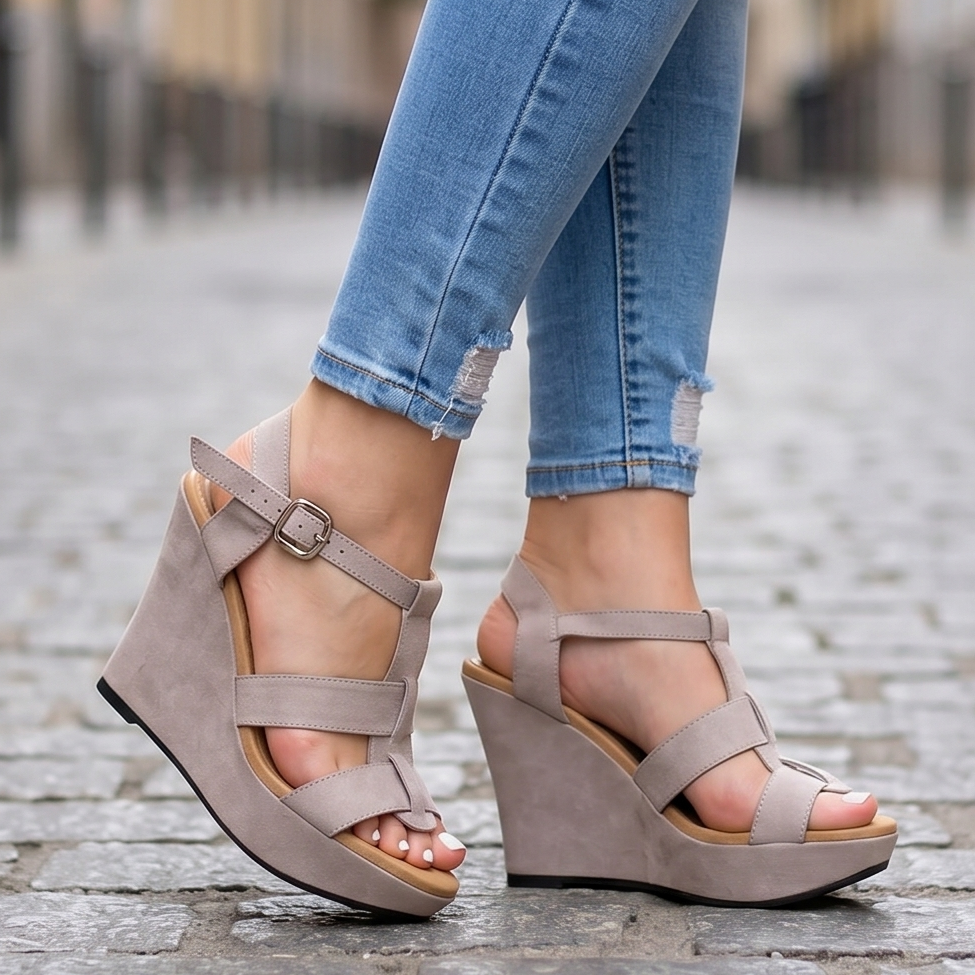 Sandalias de Gamuza con Plataforma — Modelo Luna