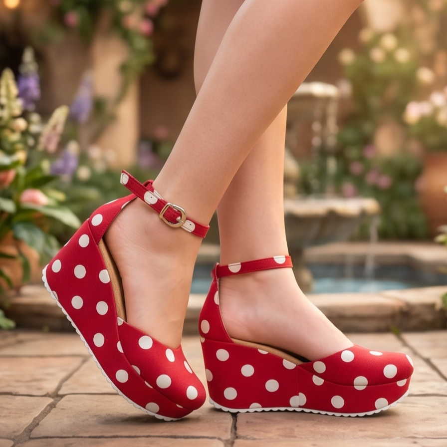 Plataformas de Lunares con Tobillera — Modelo Ramona