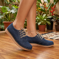 Mocasines de Tela Jean con Cordones — Modelo Bruma
