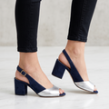 Sandalias Slingback de Tacón Grueso — Modelo Cora
