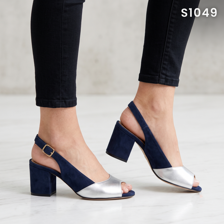 Sandalias Slingback de Tacón Grueso — Modelo Cora