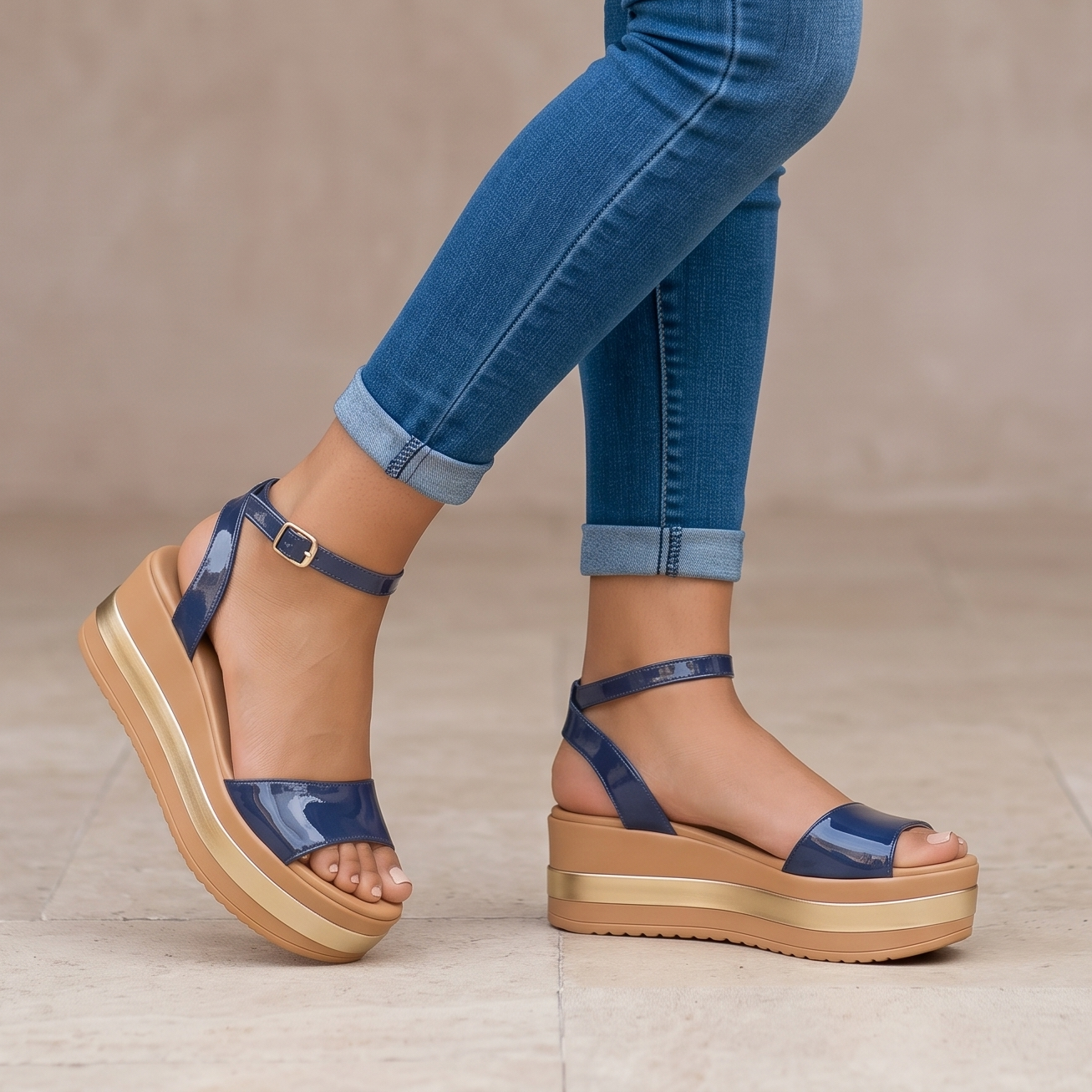 Sandalias de Charol con Plataforma — Modelo Nora