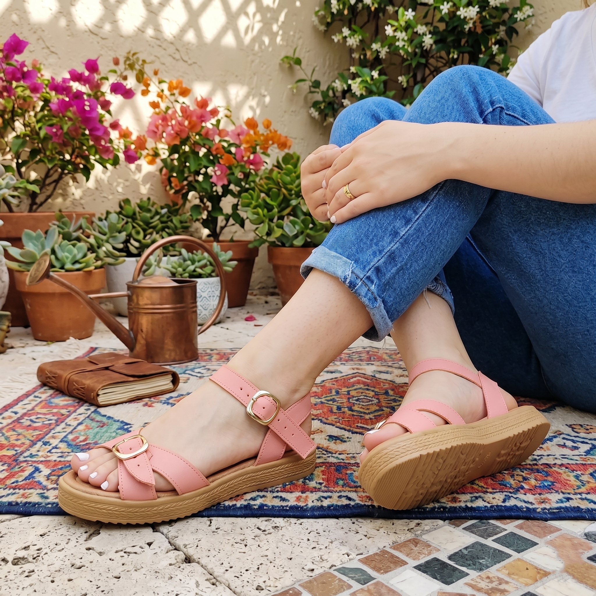 Sandalias con Faja Cruzada y Hebilla — Modelo Francesca