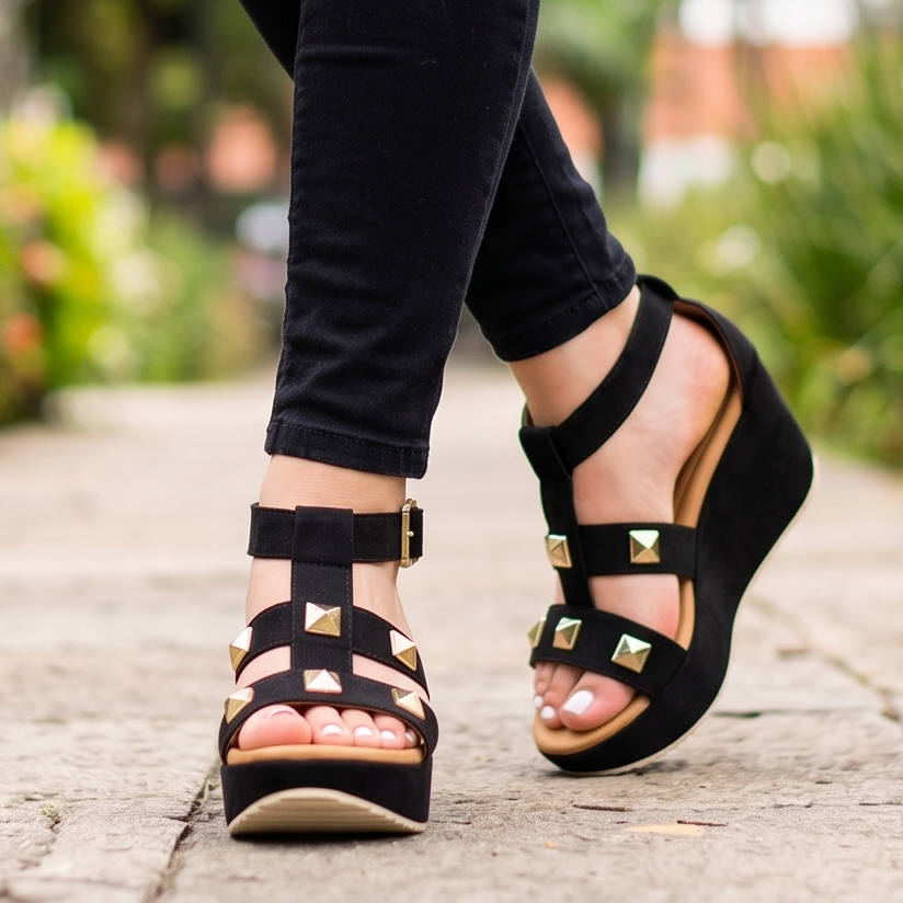 Sandalias de Plataforma con Tachuelas — Modelo Anahi