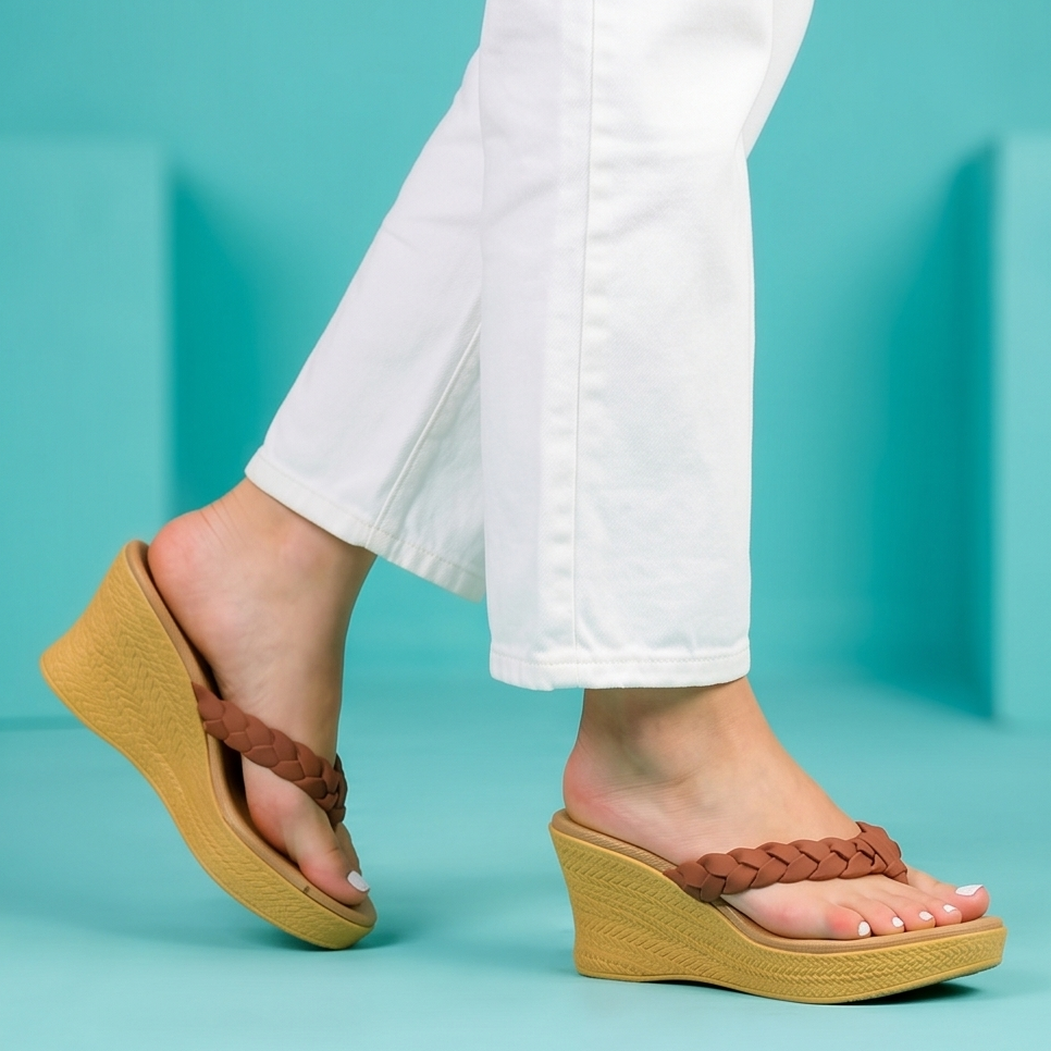 Sandalias de Tiras Trenzadas con Plataforma — Modelo Positano