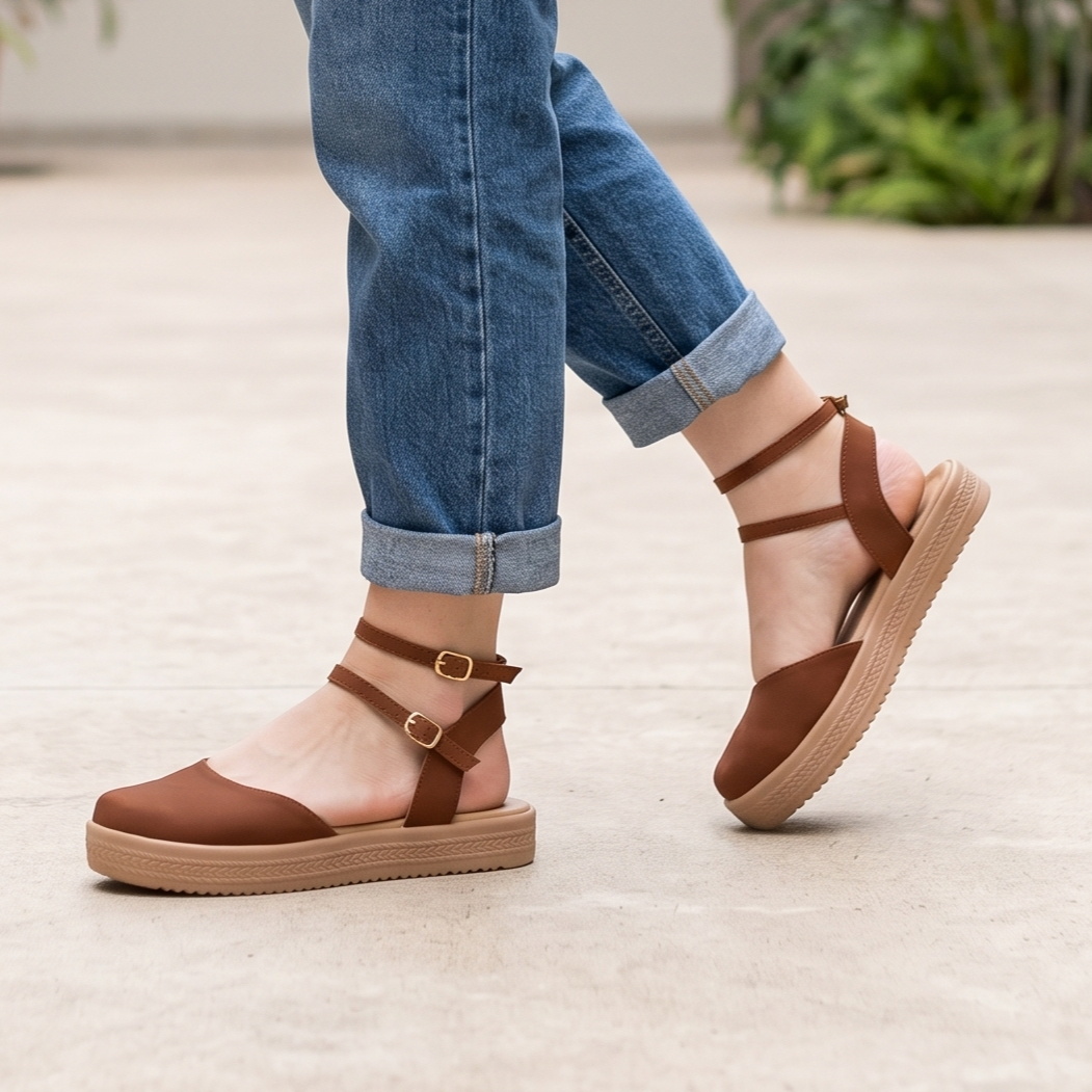 Sandalias de Punta Cerrada con Doble Hebilla — Modelo Luz Marina