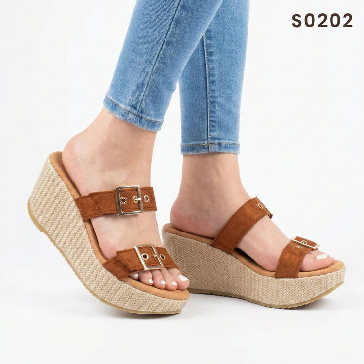 Sandalias de Gamuza con Plataforma Trenzada — Modelo Vienna