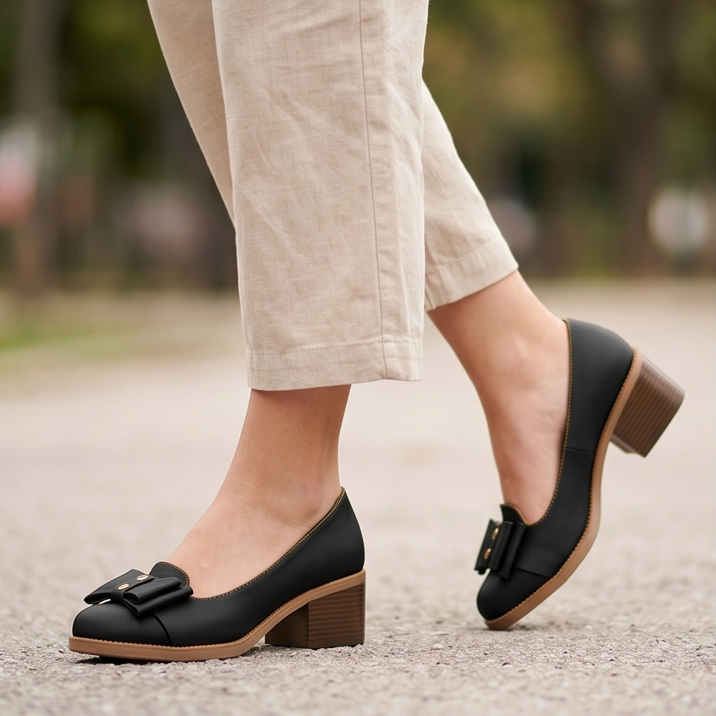 Zapatos de Cuerina con Moño Decorativo — Modelo Corfu