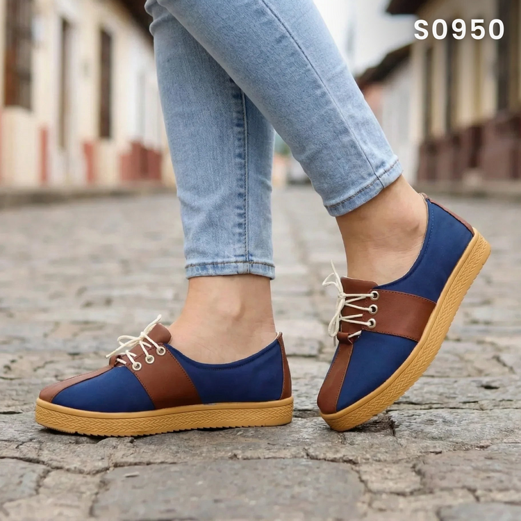 Tenis Bicolor con Cordones — Modelo Silvana