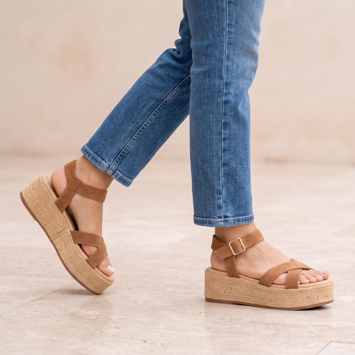 Sandalias de Plataforma Tiras Cruzadas — Modelo Edith