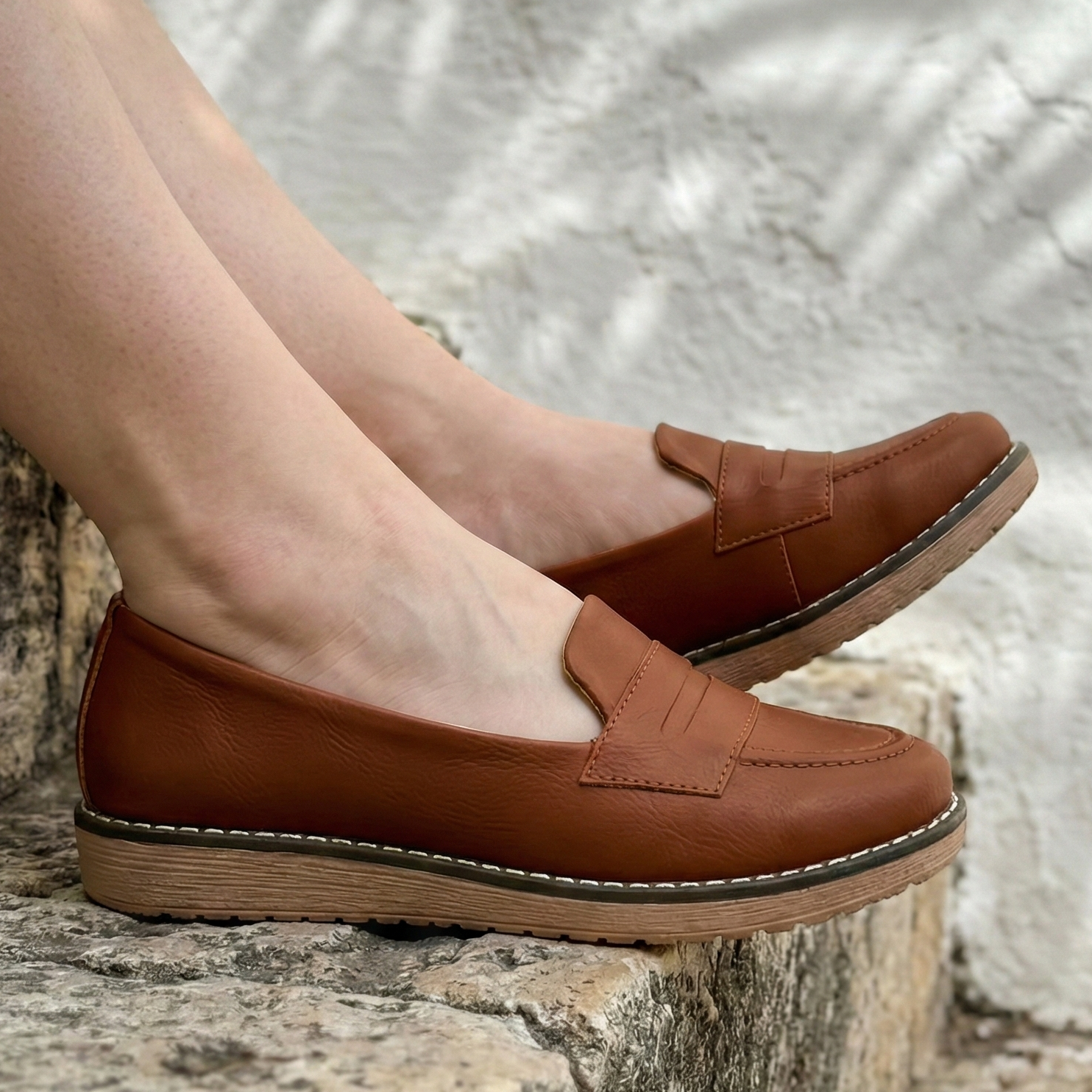 Mocasines de Cuerina con Costuras — Modelo Ana Cristina