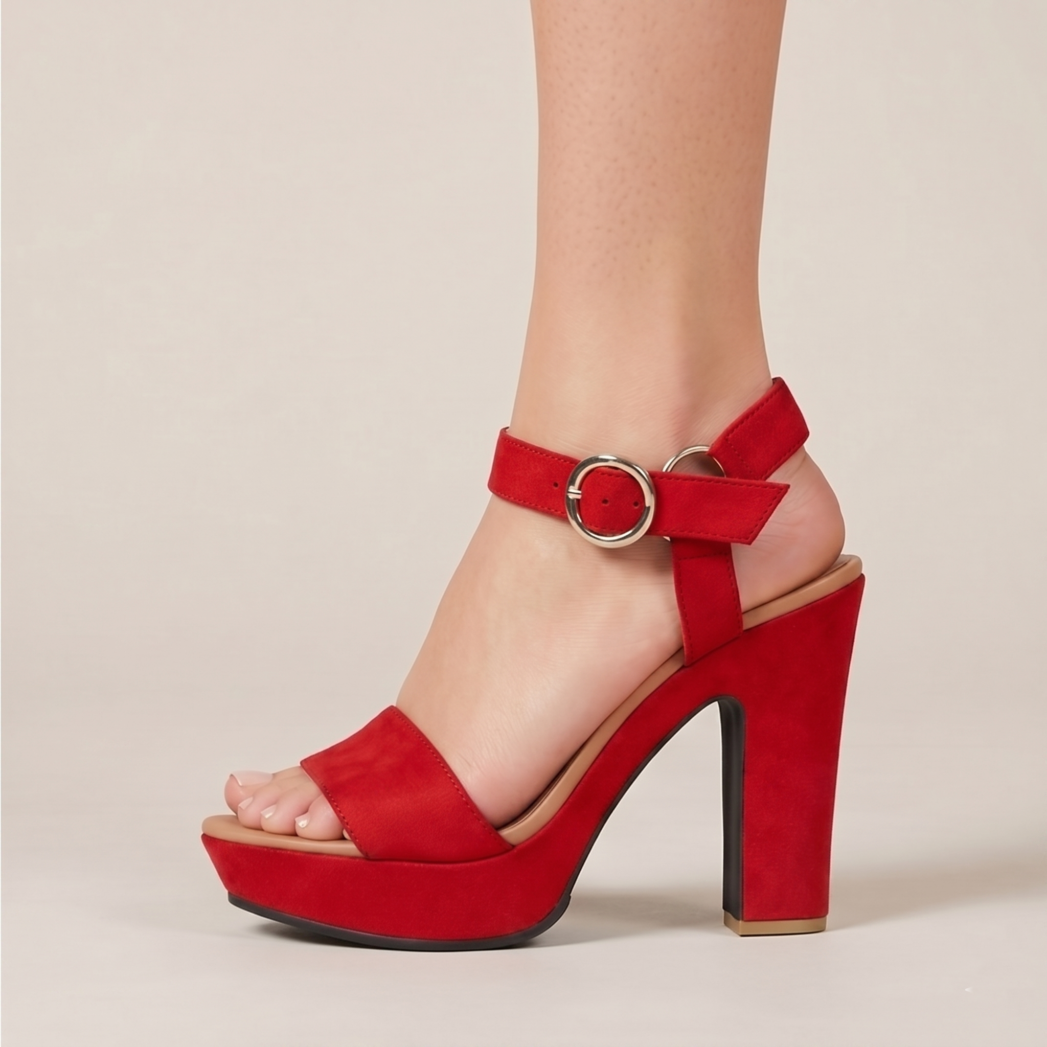 Sandalias de Gamuza con Plataforma — Modelo Nacar