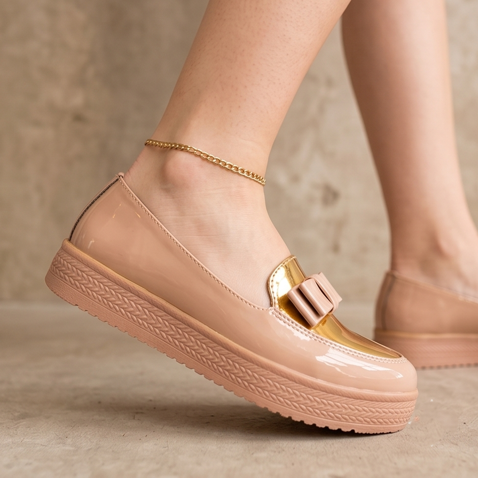 Mocasines Bicolor con Moño Frontal — Modelo Caleta