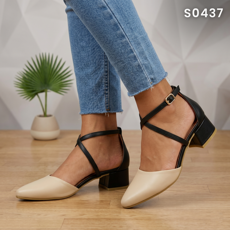Zapatos de Punta Fina con Fajas Cruzadas — Modelo Esmeralda