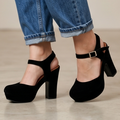 Zapatos de Gamuza con Tacón Grueso — Modelo Lidia