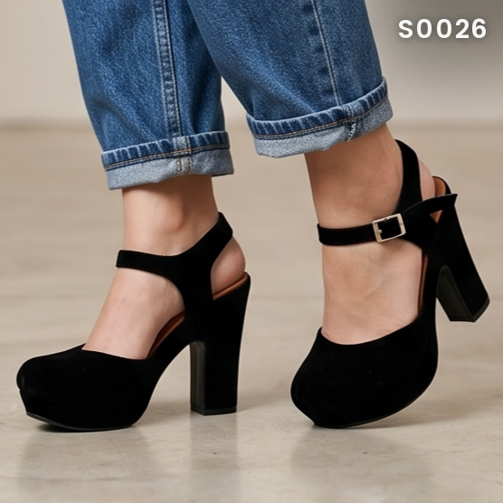 Zapatos de Gamuza con Tacón Grueso — Modelo Lidia