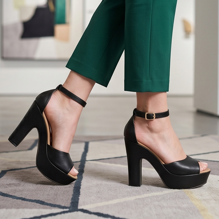 Sandalias con Plataforma y Tacón Grueso — Modelo Andrea
