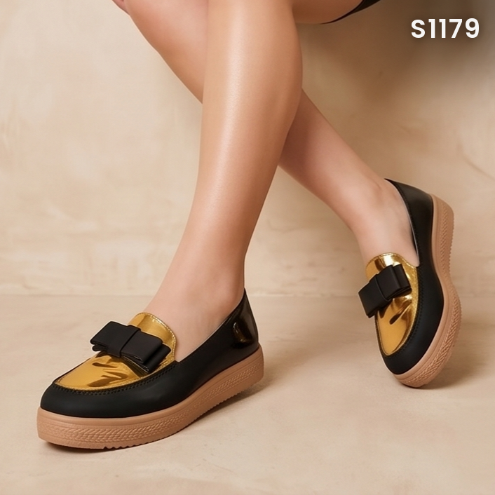 Mocasines Bicolor con Moño Frontal — Modelo Caleta