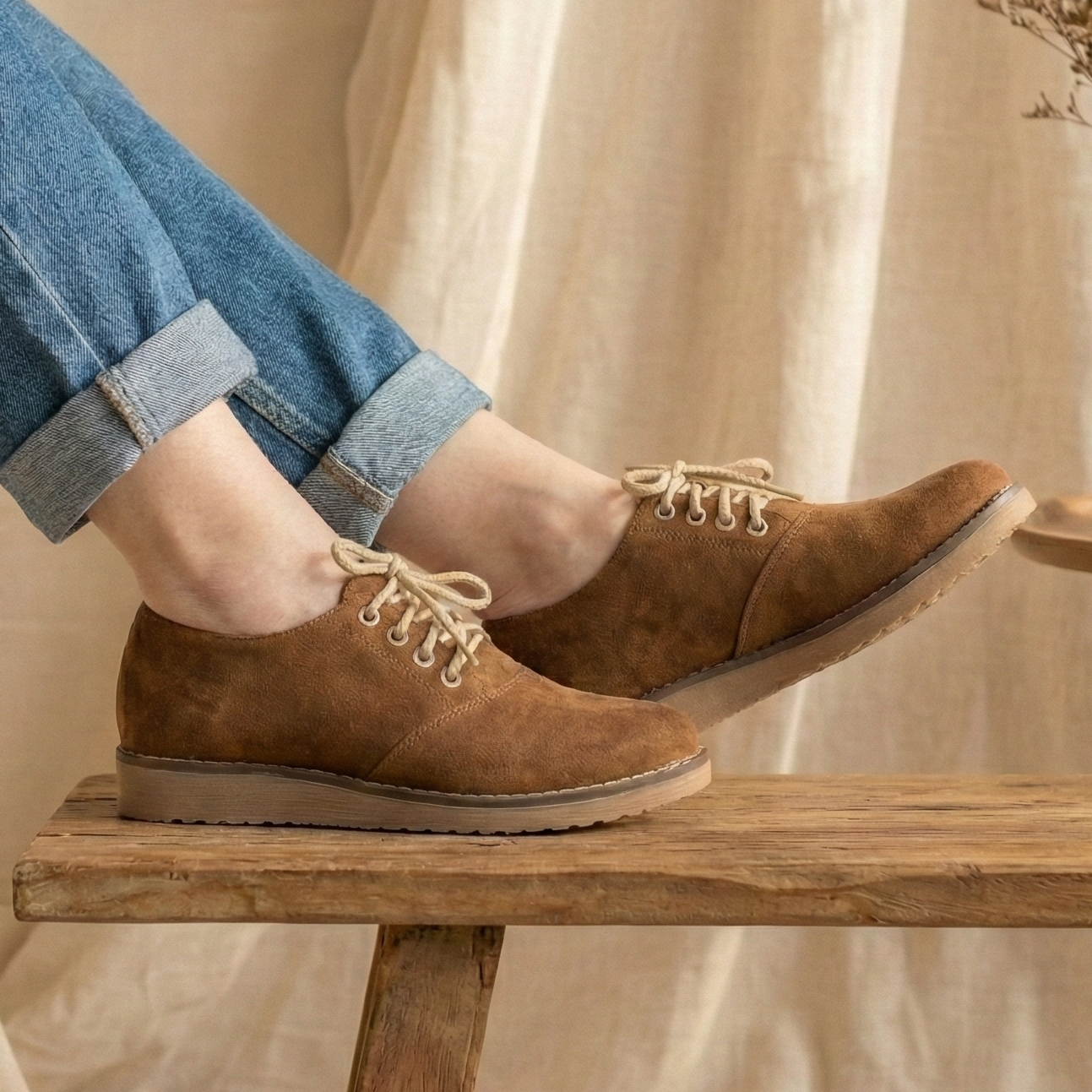Zapatos Oxford de Gamuza con Cordones — Modelo Lyra