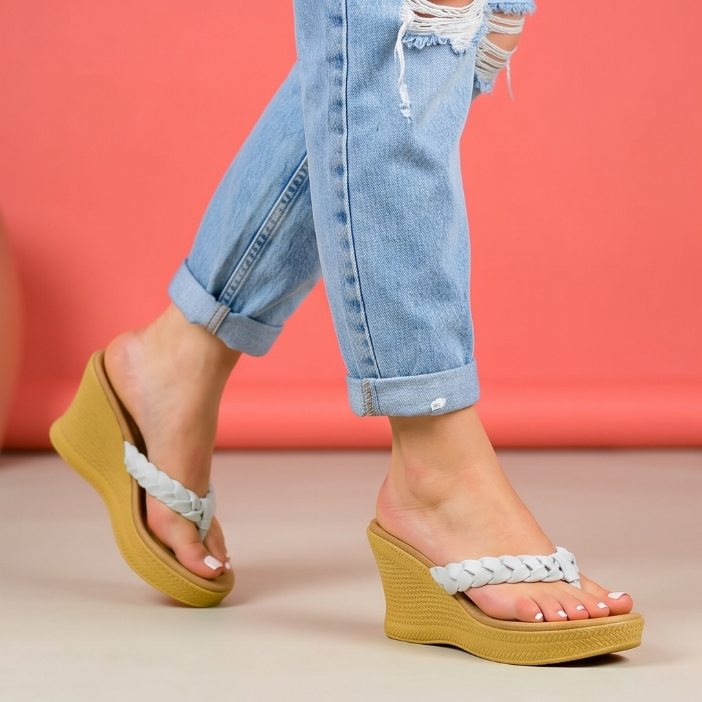 Sandalias de Tiras Trenzadas con Plataforma — Modelo Positano