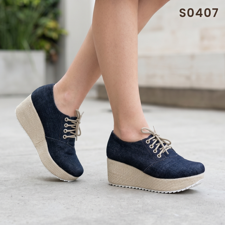 Plataformas de Jean con Cordones — Modelo Ibiza
