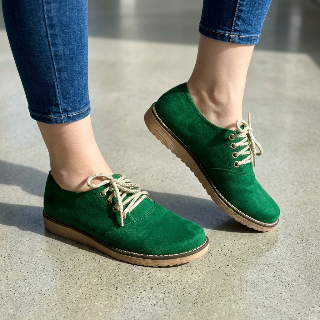 Zapatos Oxford de Gamuza con Cordones — Modelo Lyra