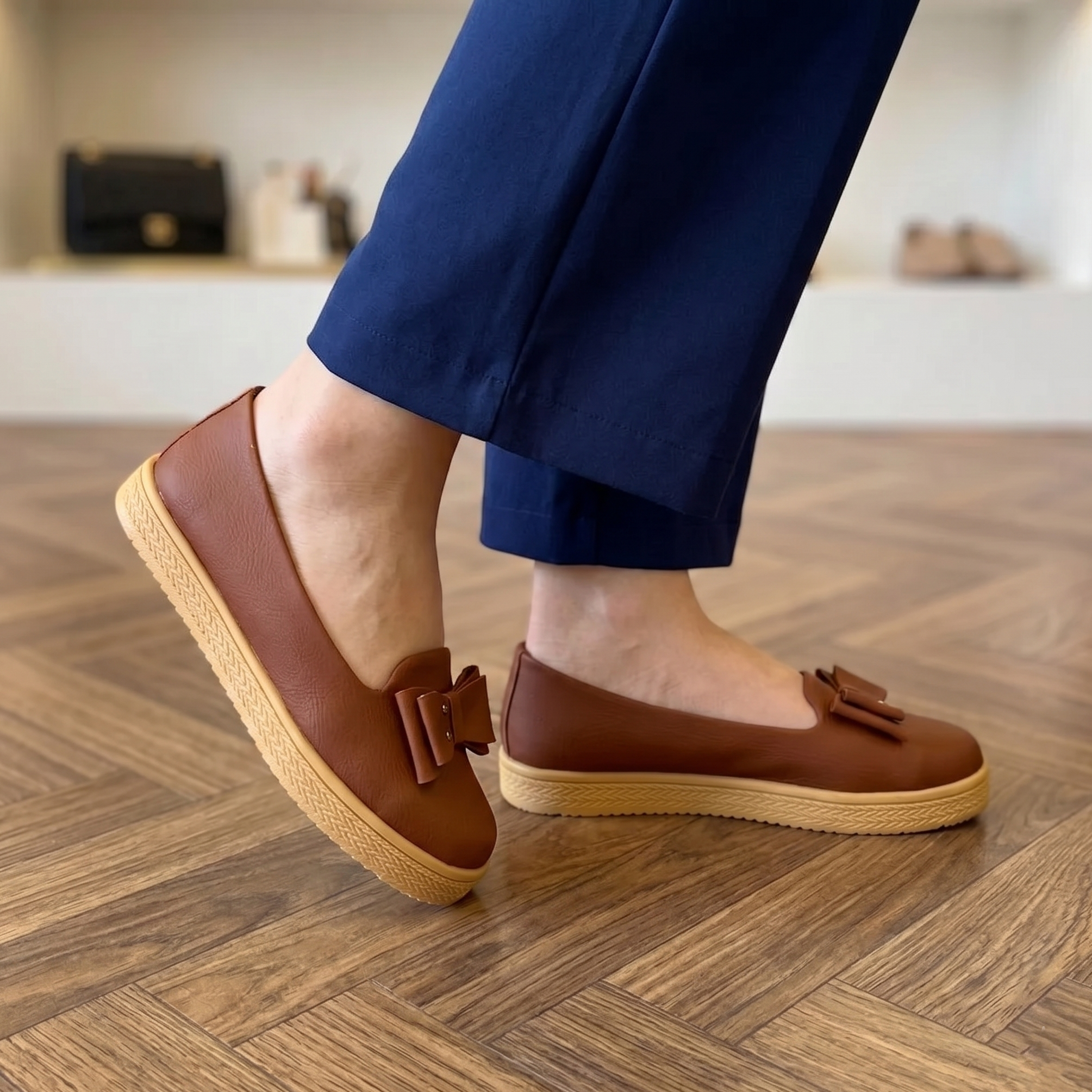 Mocasines de Cuerina con Moño — Modelo Colette