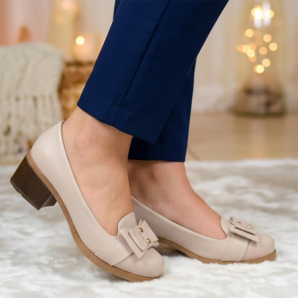Zapatos de Cuerina con Moño Decorativo — Modelo Corfu