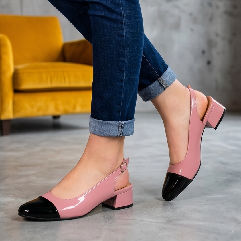 Zapatos de Charol con Punta Combinada — Modelo Capri