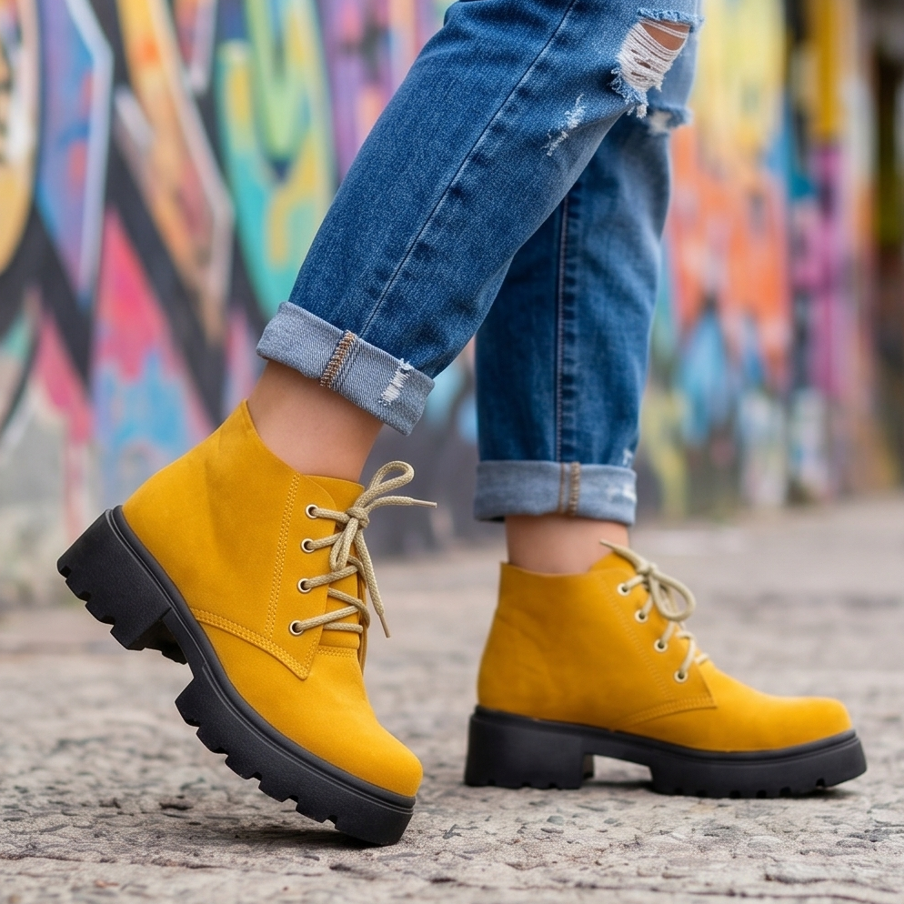 Botines de Gamuza con Cordones — Modelo Barbara