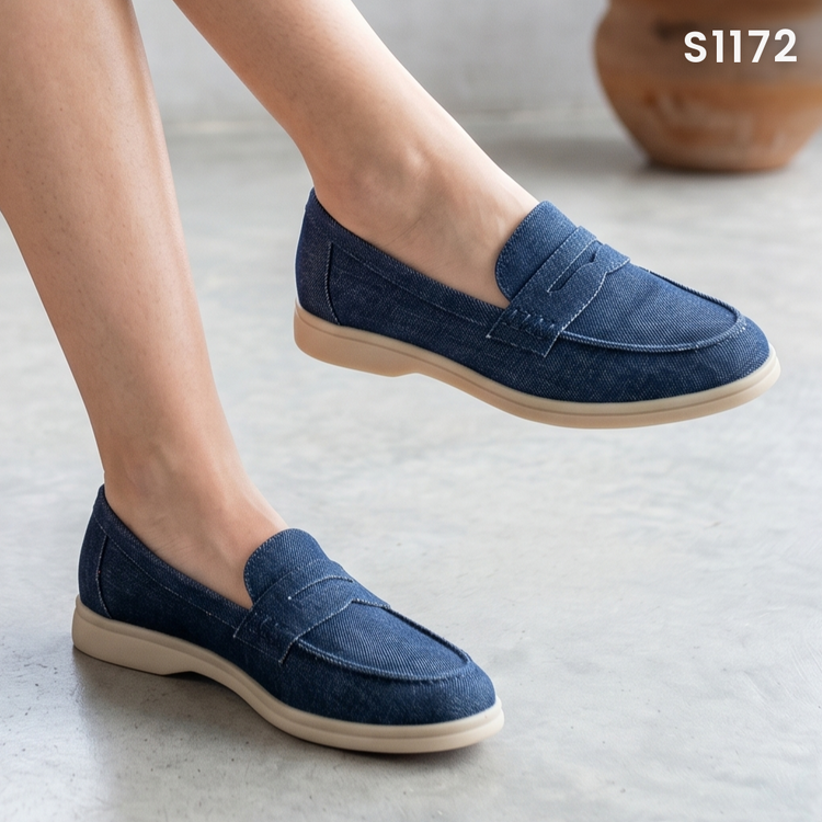 Mocasines de Tela Jean con Antifaz — Modelo Brenda