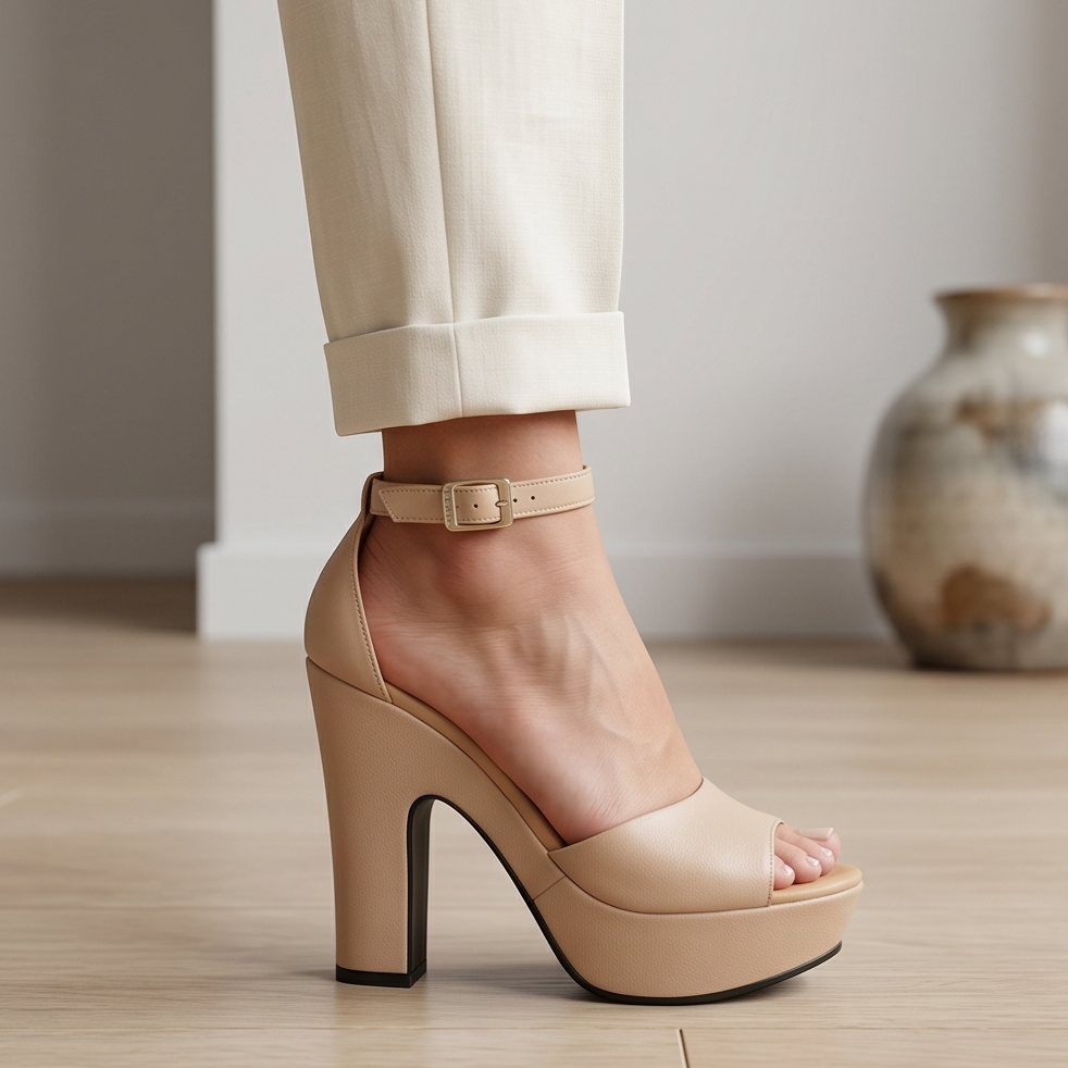 Sandalias con Plataforma y Tacón Grueso — Modelo Andrea