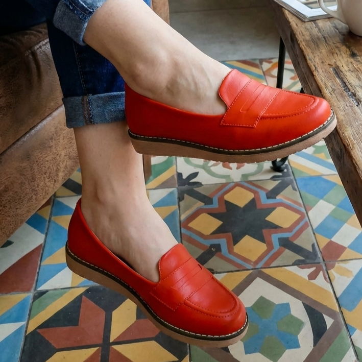 Mocasines de Cuerina con Costuras — Modelo Ana Cristina
