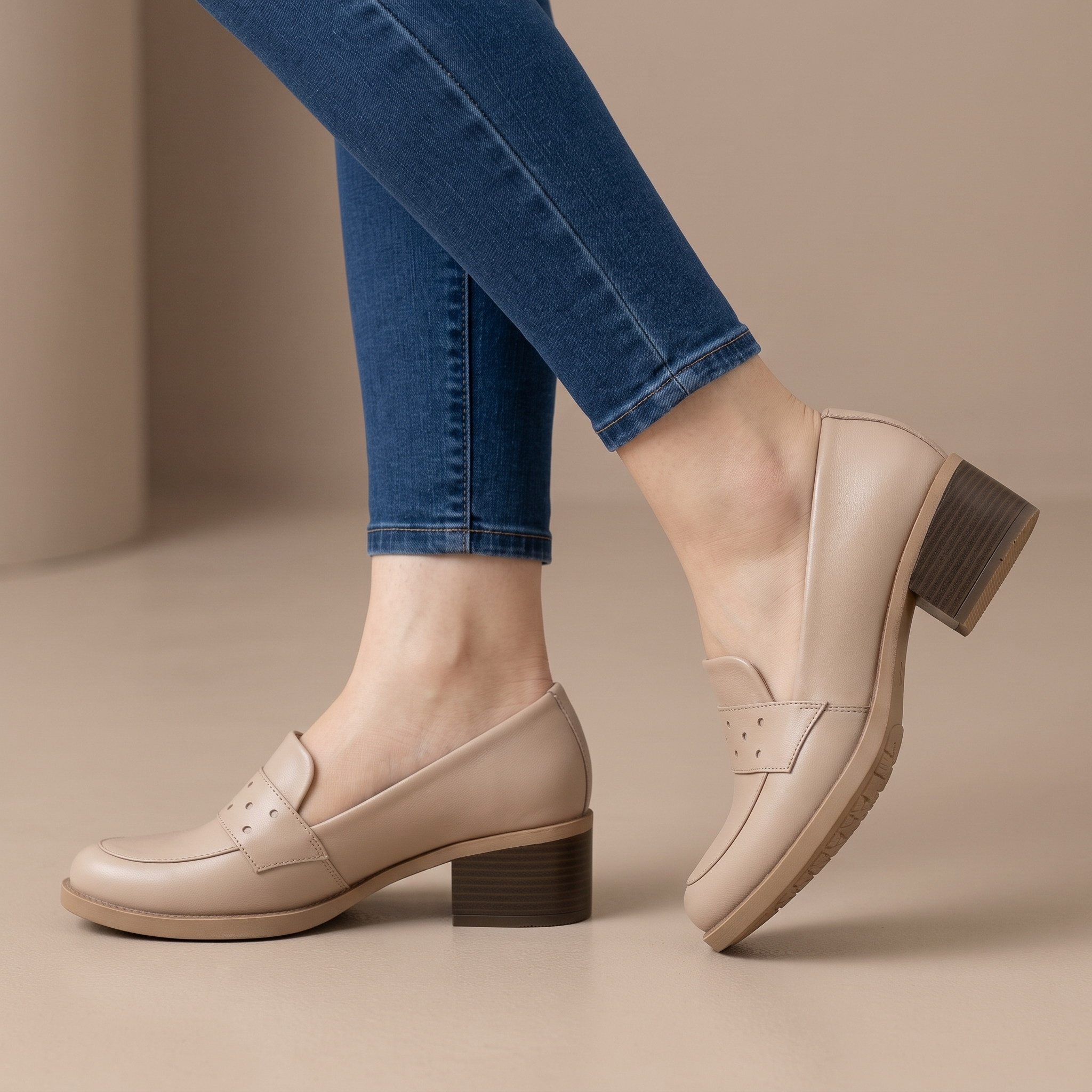 Mocasines con Tacón Cuadrado — Modelo Maria Paz