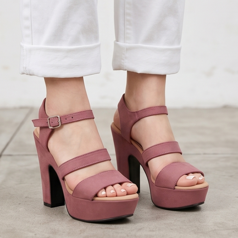 Sandalias de Gamuza con Tres Fajas — Modelo Mariana