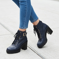 Botines de Cuerina con Hebilla y Cordones — Modelo Erika