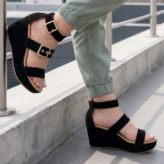 Sandalias de Gamuza con Plataforma — Modelo Luisa Fernanda