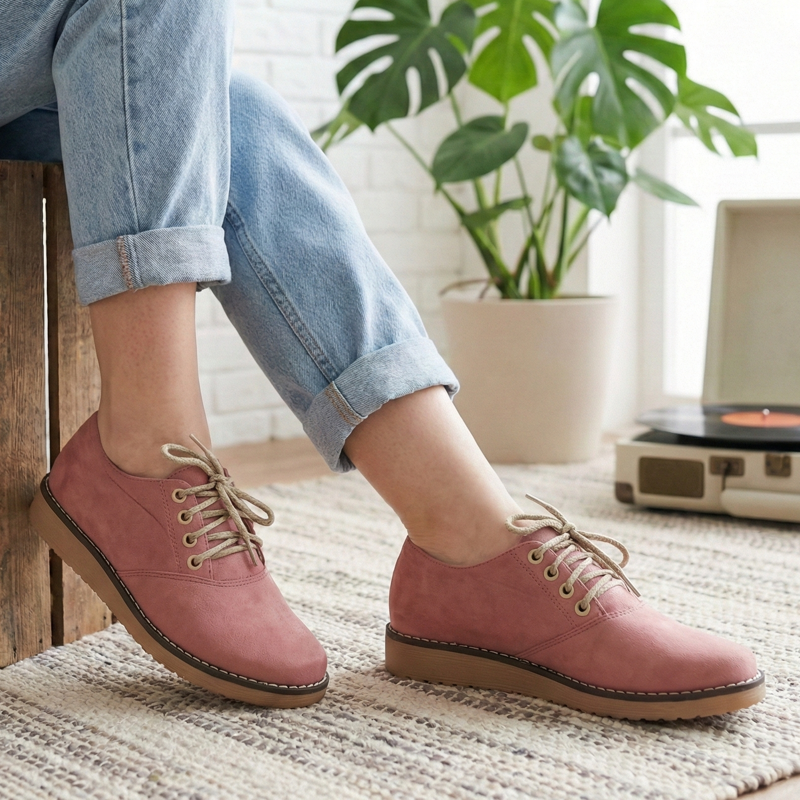Zapatos Oxford de Gamuza con Cordones — Modelo Lyra
