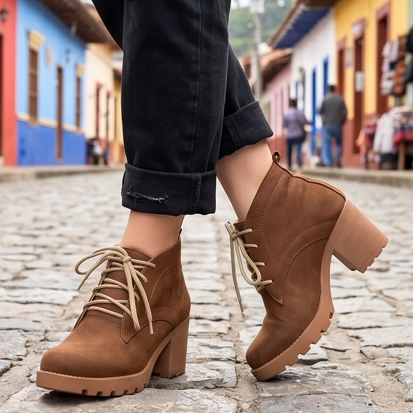 Botines de Gamuza con Cordones — Modelo Allegra