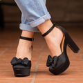 Tacones de Cuerina con Moño y Plataforma — Modelo Sarahi