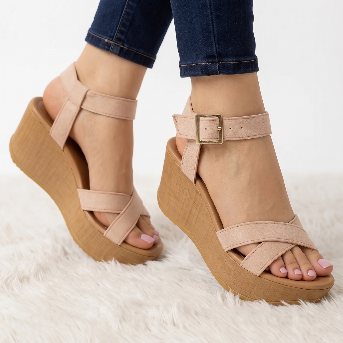 Sandalias de Plataforma con Tiras Cruzadas — Modelo Isolda