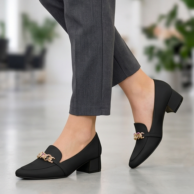 Zapatos de Tacón Bajo con Hebilla — Modelo Nilda