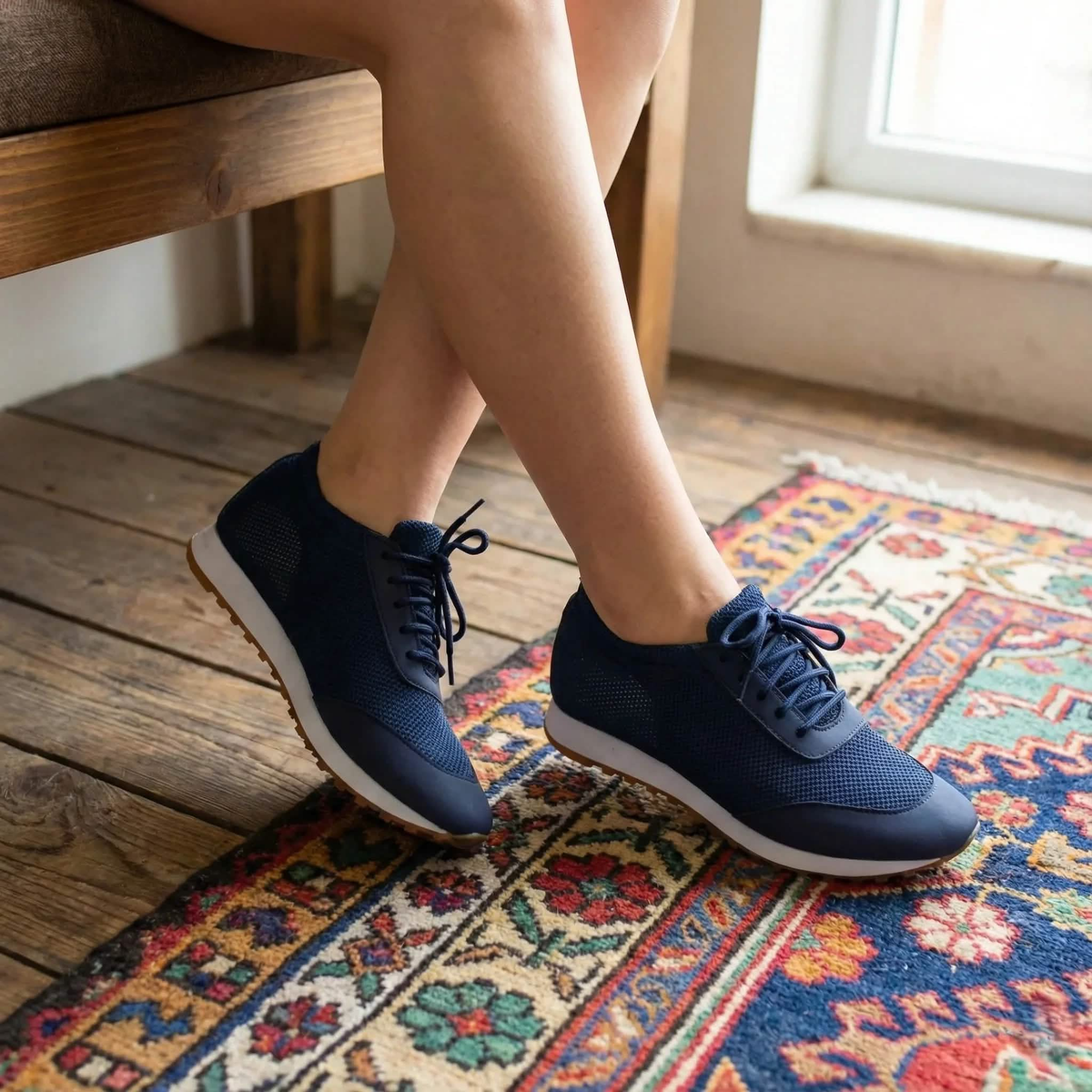Tenis de Malla Tejida con Cordones — Modelo Riviera