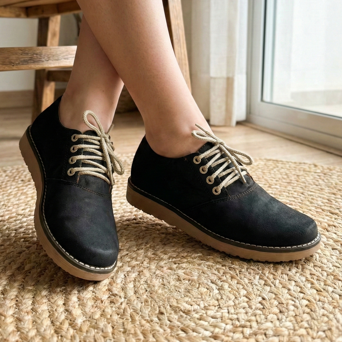 Zapatos Oxford de Gamuza con Cordones — Modelo Lyra