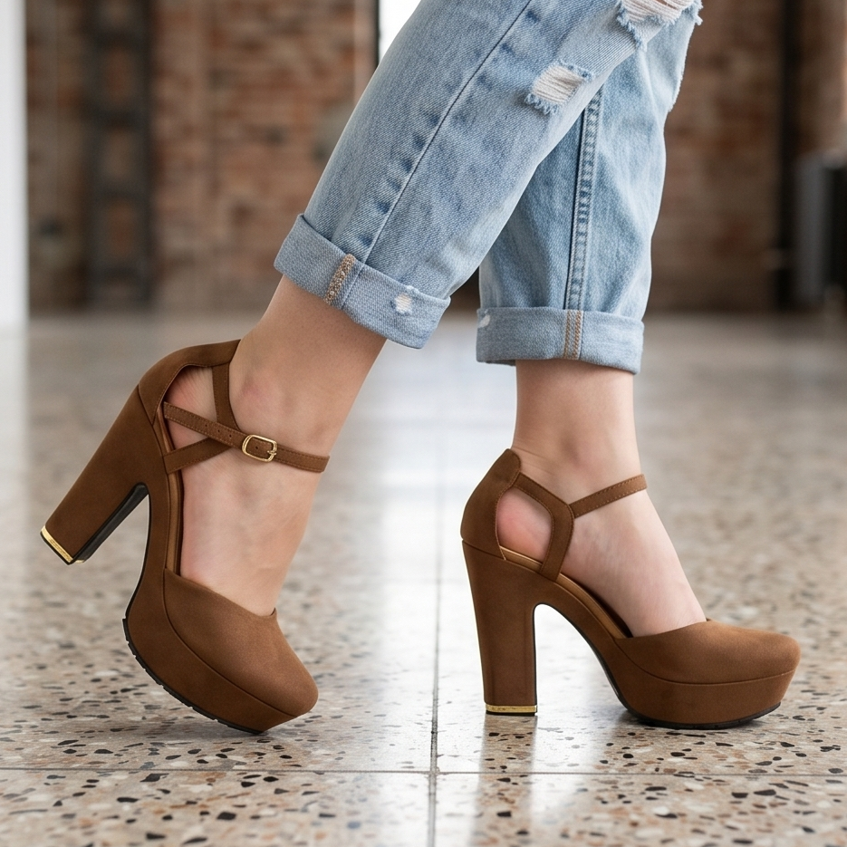 Zapatos de Tacón Grueso con Plataforma — Modelo Ayelen