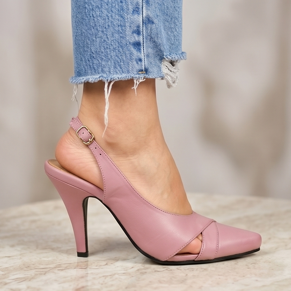 Tacones de Tiras Cruzadas con Hebilla — Modelo Kiara