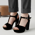 Sandalias de Gamuza con Tacón Grueso — Modelo Antonella