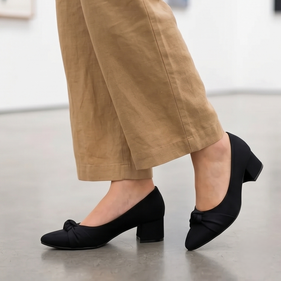 Zapatos Cerrados con Nudo y Tacón Bajo — Modelo Sandra