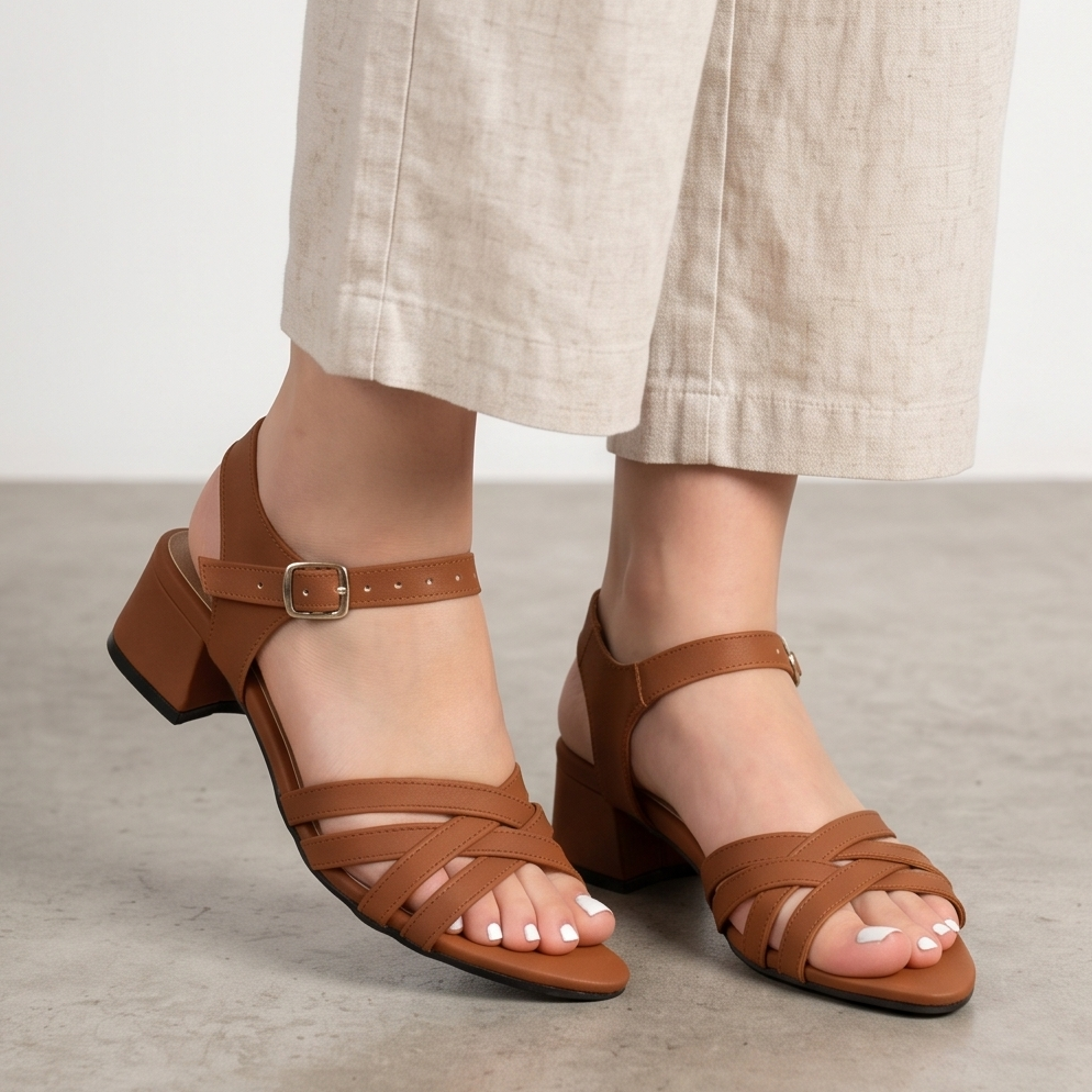 Sandalias de Tiras Entrelazadas con Tacón — Modelo Monica